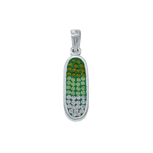 Vintage JR Sterling Silver 925 Oval Green Gradient Cubic Zirconia Pendant - Picture 1 of 7
